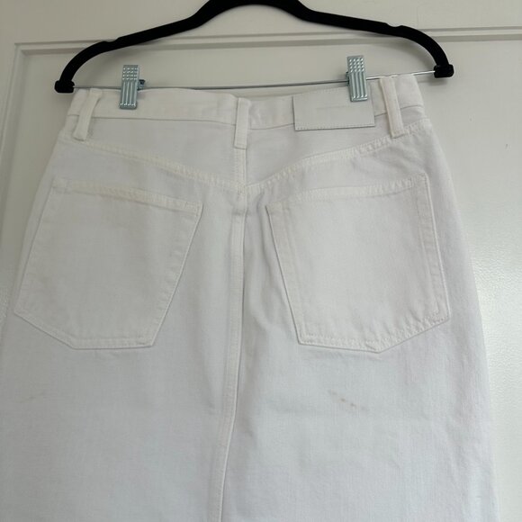 NWT Wardrobe NYC Denim Column Maxi Skirt White Sz 27 Back Center Slit - Picture 12 of 12